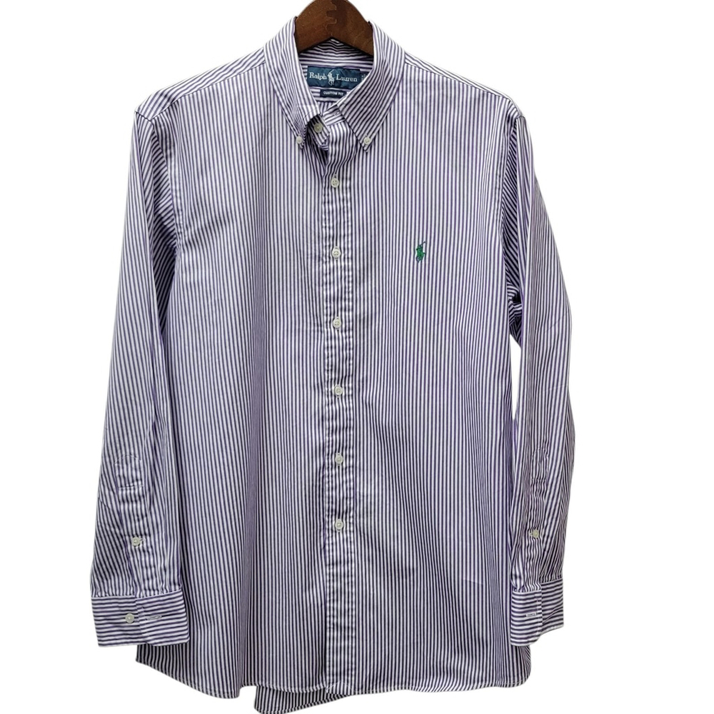 Ralph Lauren Custom Fit Striped Long-Sleeves Shirt Size 16.5 32/33 Men's